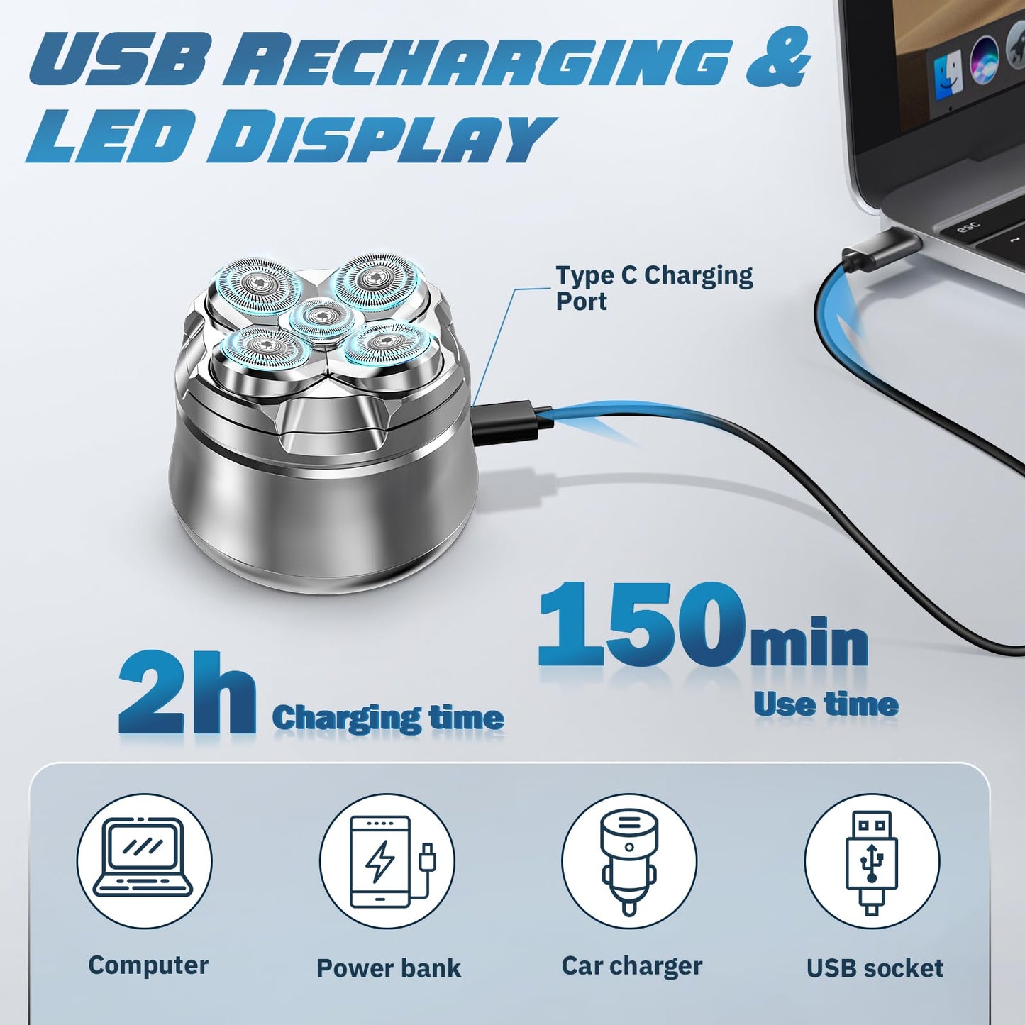 Luctry Head Shavers for Bald Men, Magnetic Electric Razor Hair Trimmer for Men Cordless Rechargeable Electric Shavers for Men 100% Waterproof Dry & Wet Beard Grooming Kit with Led Display