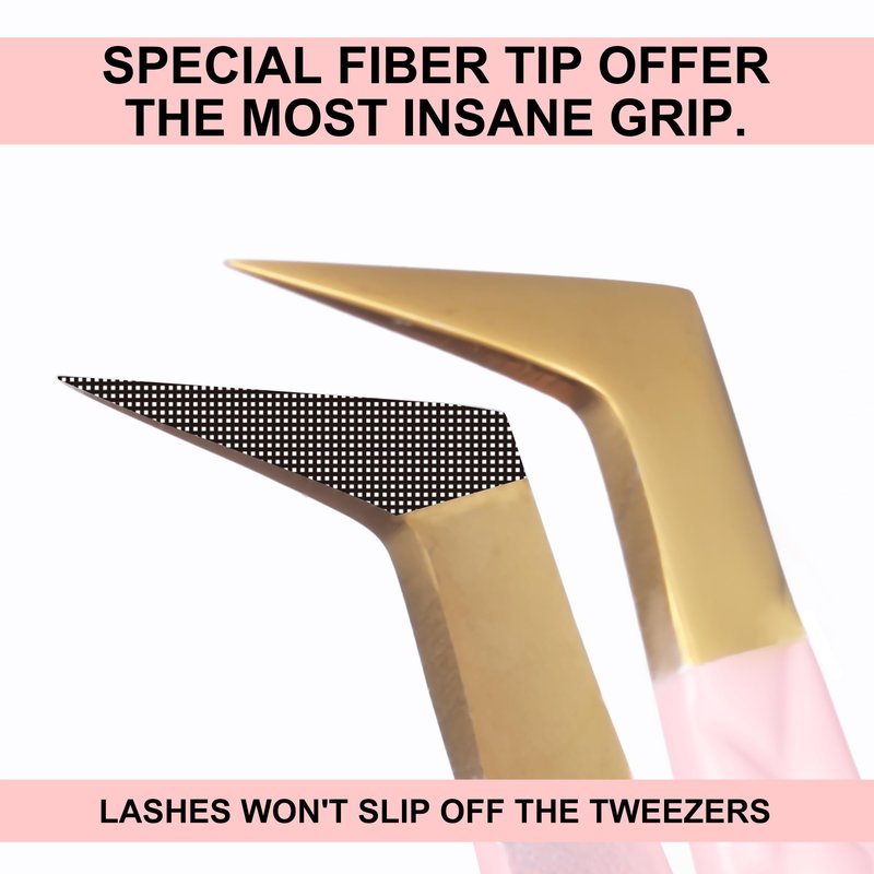 Fiber Tip Lash Tweezers For Eyelash Extension 4 Pcs Tweezers Professional Artist Tech Work Kit Tools,Best Volume Eyelash Lashes Extensions Precision Supplies Volume Boot 90 45 Degree(Pink)