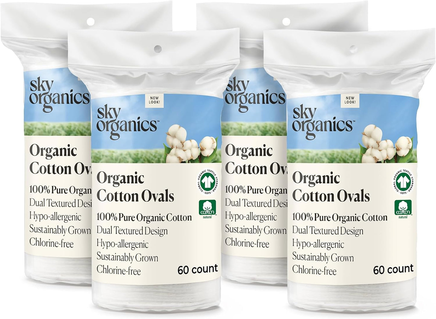 Organic Premium Cotton Makeup Removal Pads - 100% Pure GOTS Certified | Large Dual Textured, 240 Count