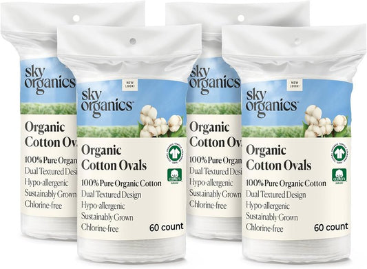 Organic Premium Cotton Makeup Removal Pads - 100% Pure GOTS Certified | Large Dual Textured, 240 Count