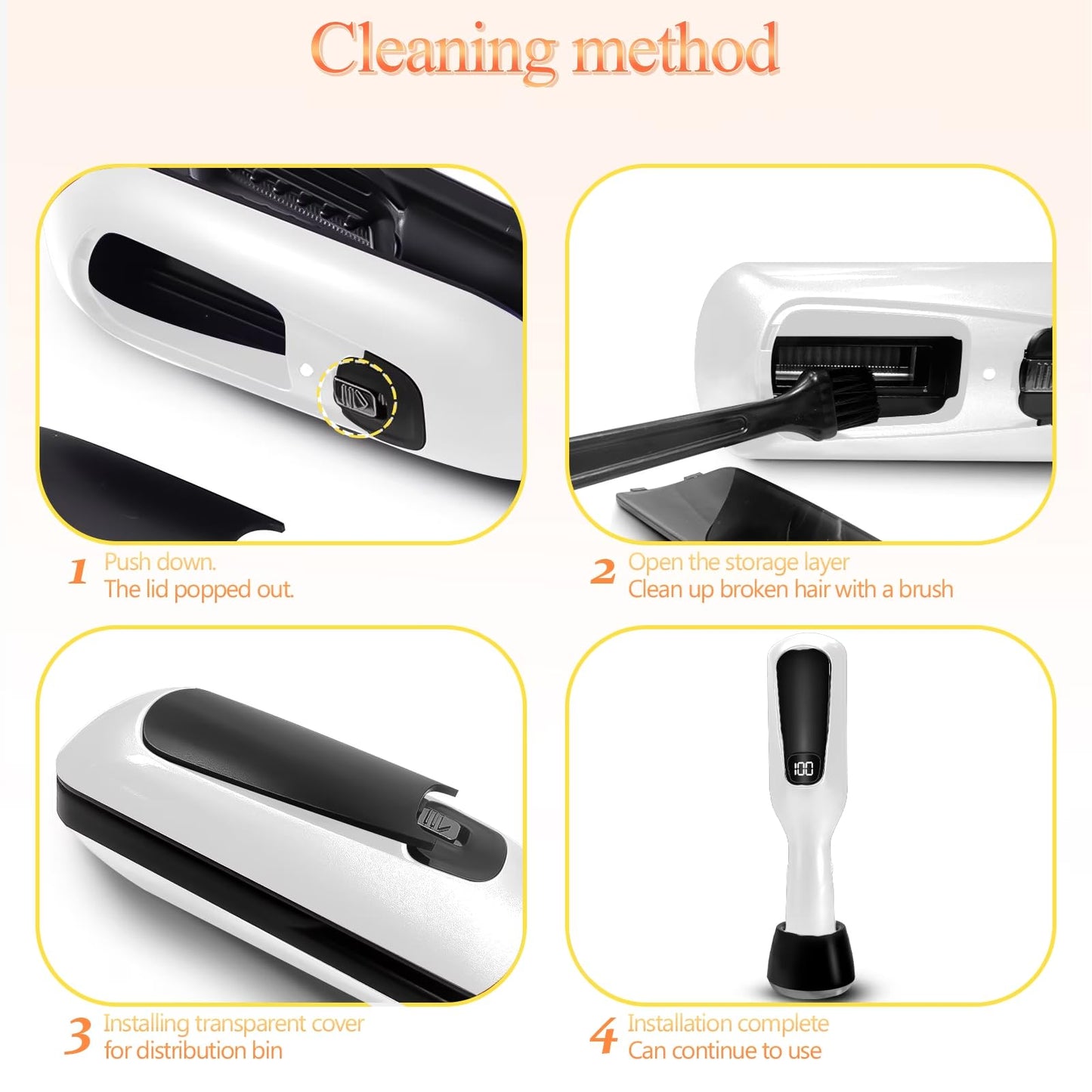 KYFIU Hair Trimmer Automatic Home Care Clipper 2-in-1 for Dry Damaged Splitting Broken Brittle Straight Curly Frizzy Beauty Styling (White)