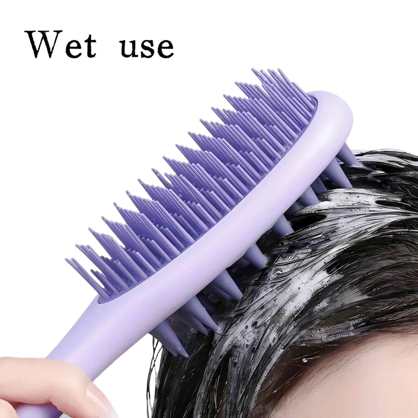 Long Handle Silicone Scalp Massage Brush - 2-in-1 Double-Sided Hair Comb for Shampooing