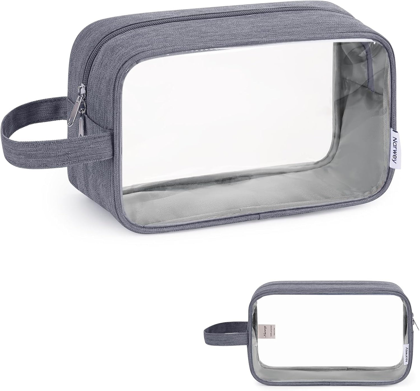 Clear Travel Toiletry Bag - Makeup Organizer with Zipper & Handle | Versatile Cosmetic Pouch for Men & Women - Black