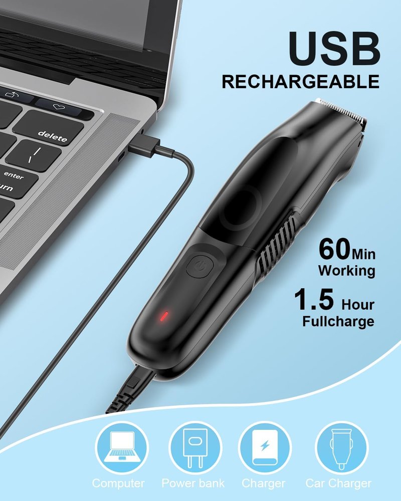 Body Hair Trimmer, Vacuum Clippers with Hair Suction, Electric Bikini Trimmer with Body Clippers for Cut Leg, Chest, Arm, Waterproof