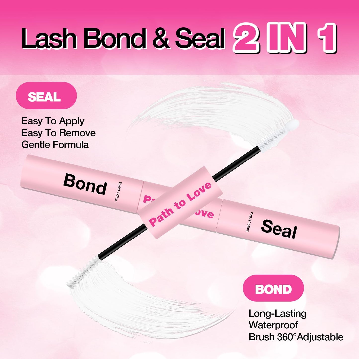 Professional Lash Cluster Glue Kit – 150H Strong Hold Lash Bond and Seal Waterproof Eyelash Glue,Long-Lasting Adhesive for DIY Cluster Lashes,Home Use,Beginners & Pros (White,3-Pack 2x5ml+5ml +0.24oz)