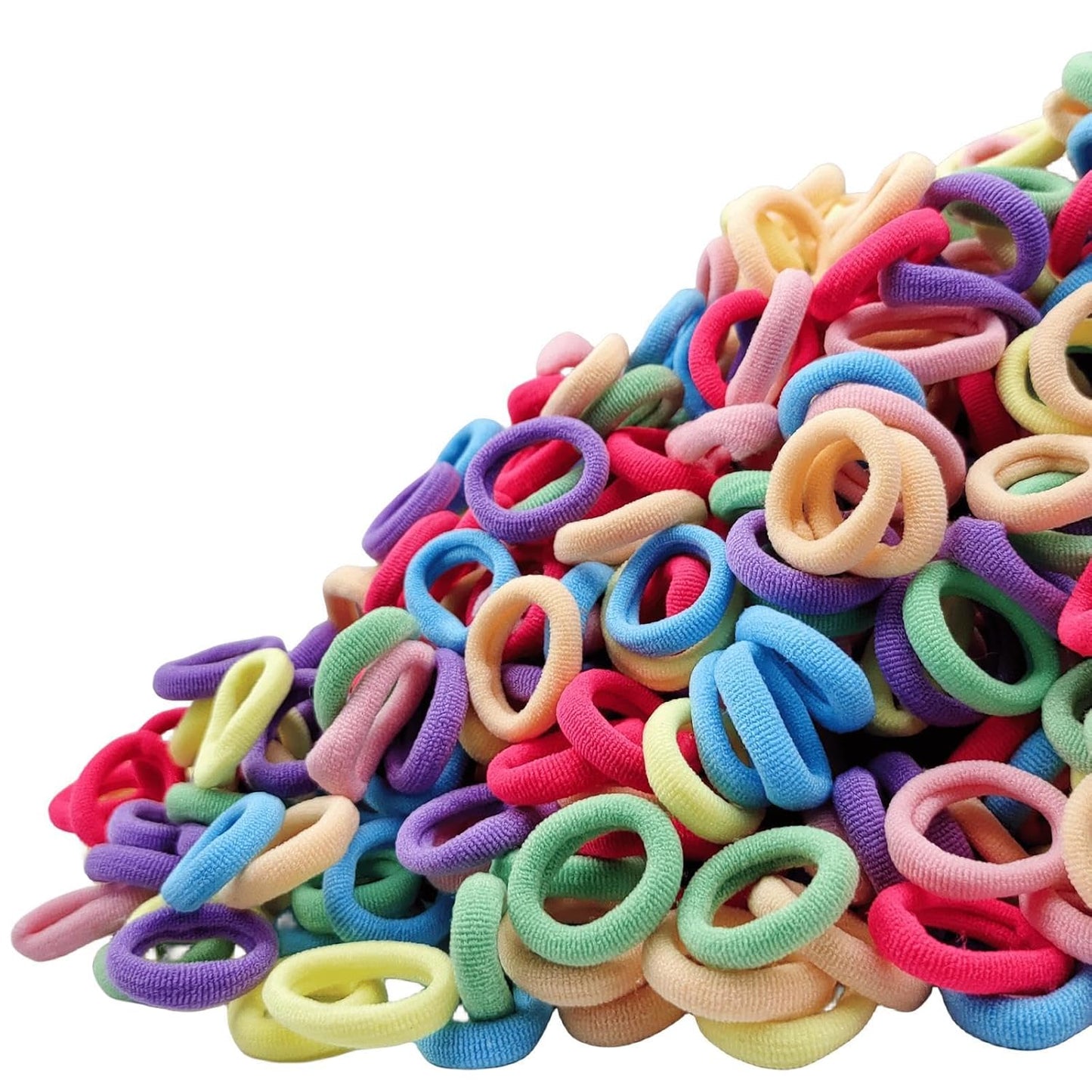 Baby Hair Ties Set - 200 Ultra Soft Cotton Seamless Bands for Toddler Girls | Multicolor with Reusable Storage Case