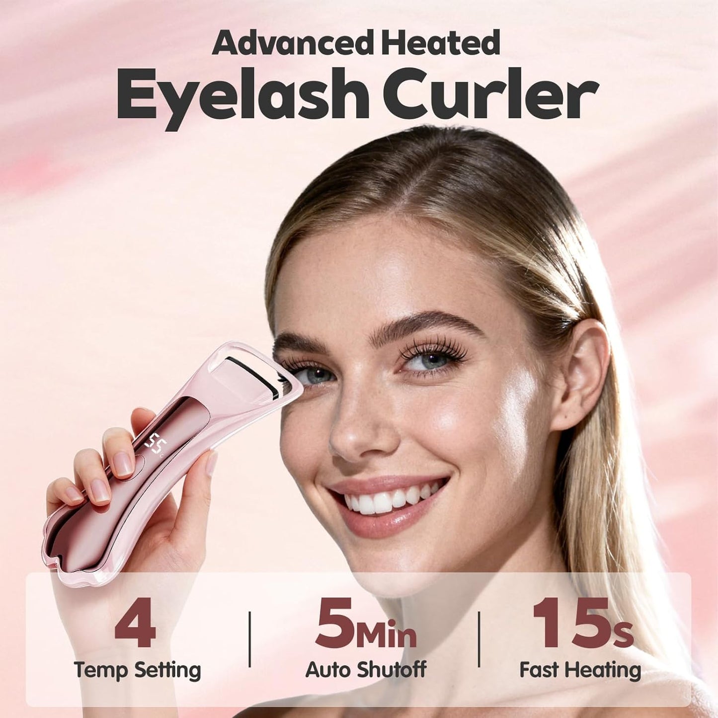 Heated Eyelash Curler - Fast 15s Heat-Up, 4 Temperature Modes | Cute Cat Paw Design, Type-C Rechargeable