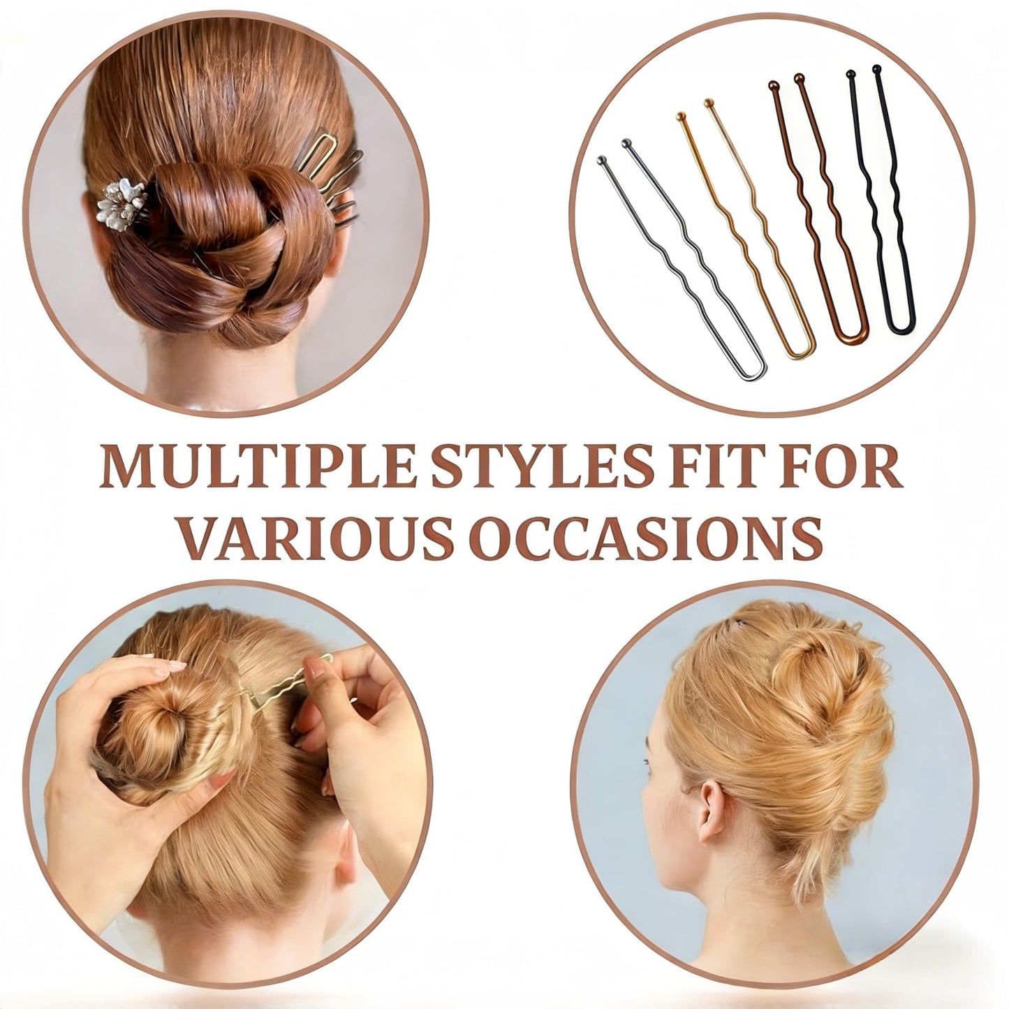 DEFENSUN 150 Pcs Silver U-Shaped Hair Pins, 2.75 Inch Strong Hold Bun Pins for French Twists, Non-Slip Premium Hairpins with Storage Box for Women Girls Thin Thick Hair Updo Braid Wig