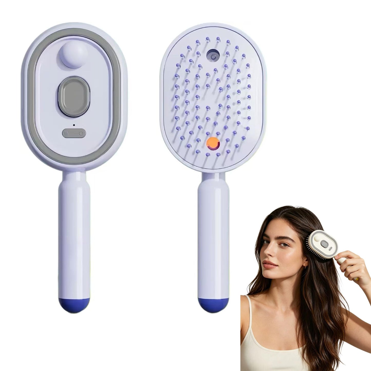 Electric Spray Air Cushion Massage Comb, 2026 Upgrade 2 in 1 Misting Detangling Brush Rechargeable Hair Straightener Steam Brush for Hair, Rechargeable Steam Hairs Straightener (Purple)