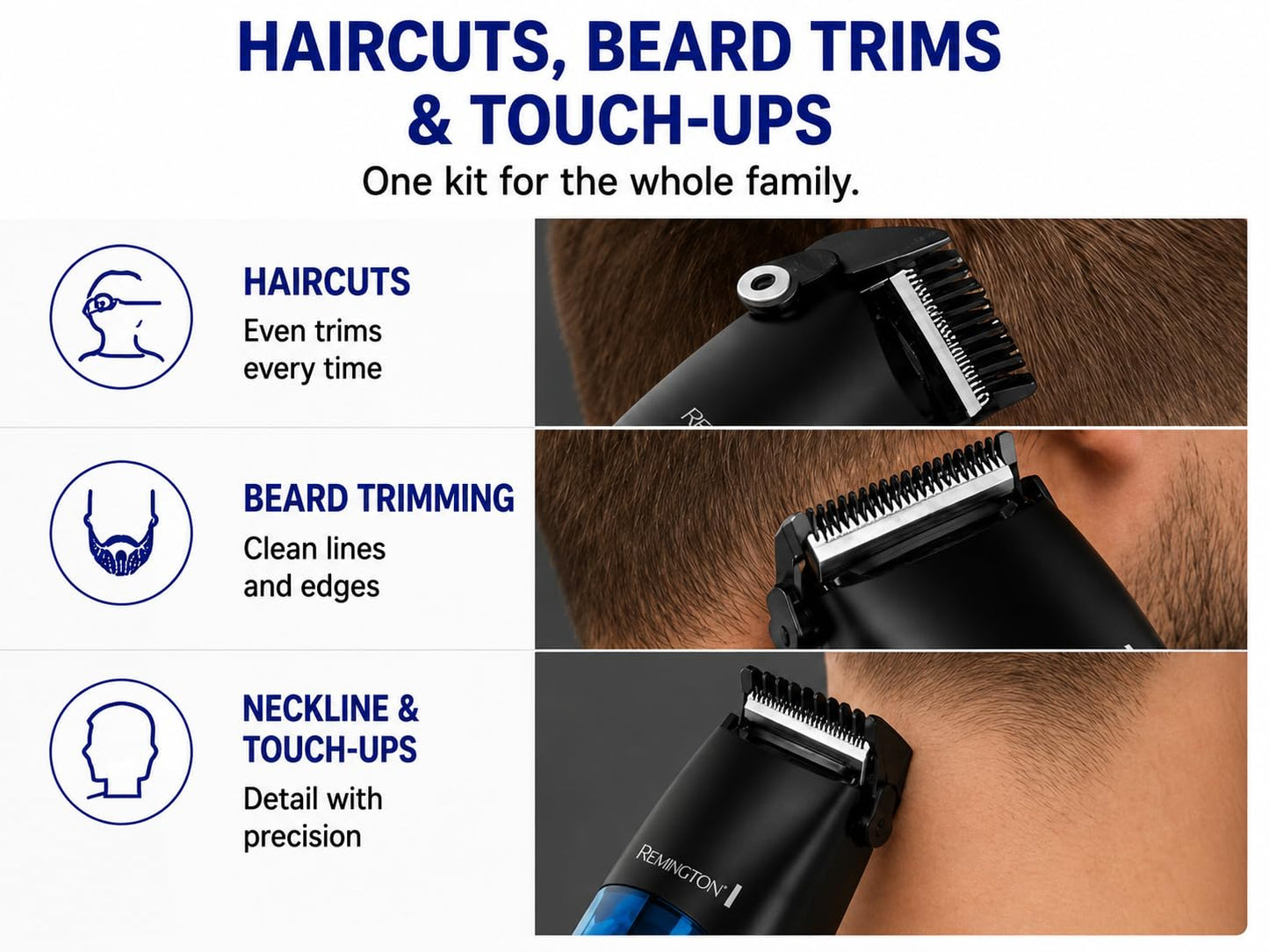 Remington Vacuum Hair Clippers for Men, Mess-Free Haircut & Beard Trimmer Kit with Hair Collection Chamber, Dual Motor Power, 18-Piece Grooming Set