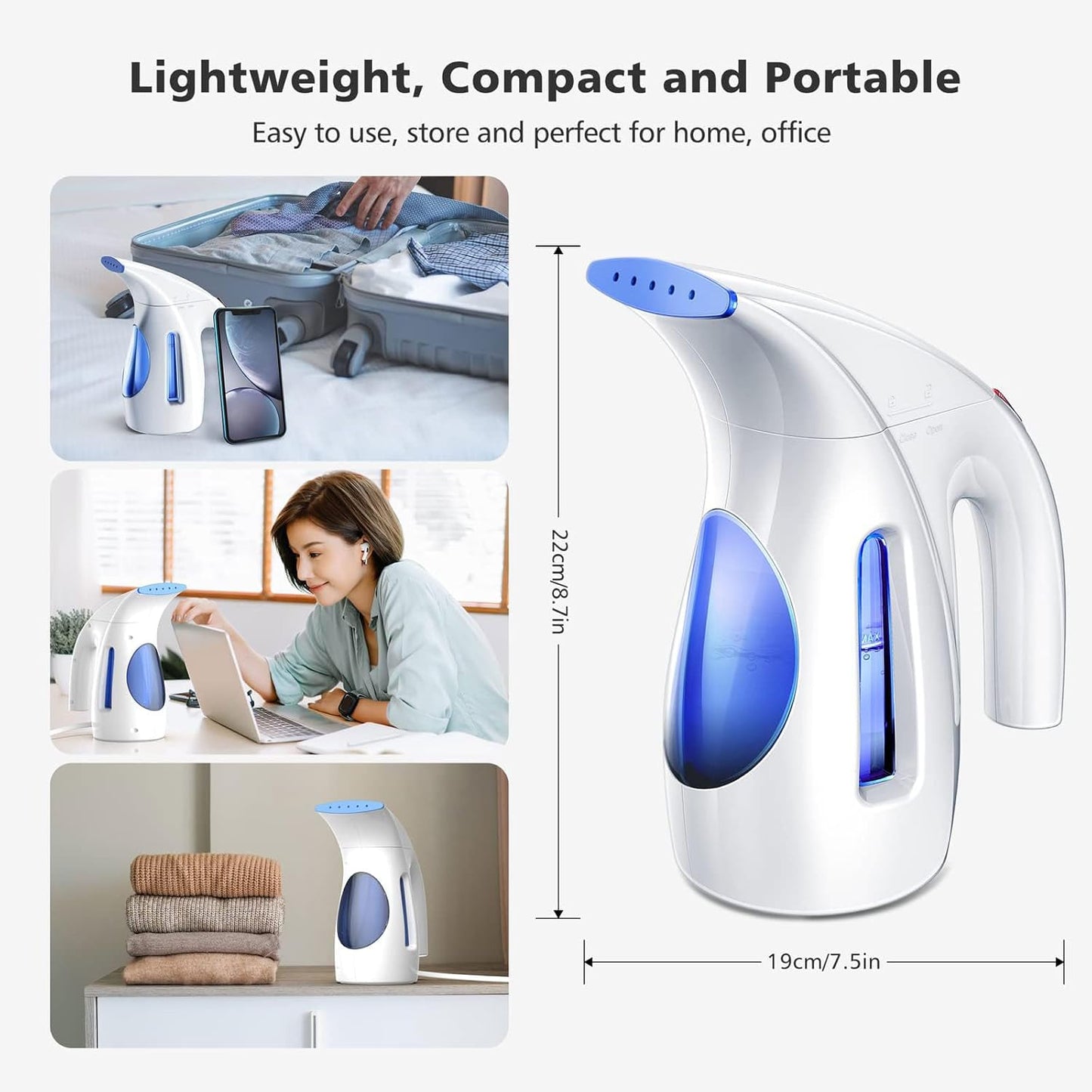 HiLIFE Portable Handheld Clothing Steamer - 700W Quick Wrinkle Remover | 240ml Capacity - Blue