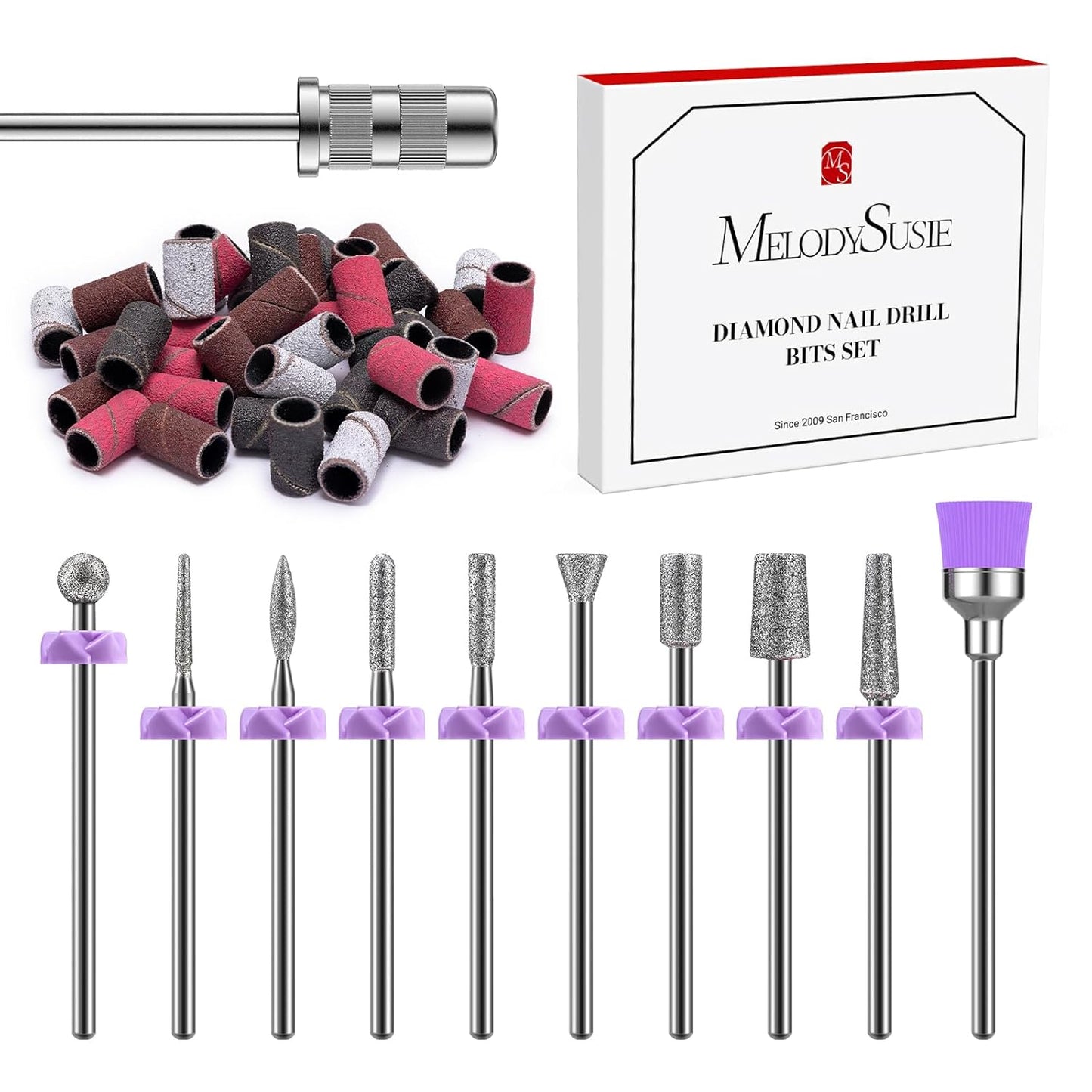 10pcs Nail Drill Bits Set - 3/32 Inch Diamond Cuticle Bits for E-File | Manicure & Pedicure Tools for Acrylic Gel Nails