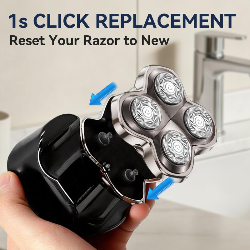 2 Pack Pro 4 Shaver Replacement Blades Compatible with Skulls Pitbulls Series Gold PRO, Silver PRO, Platinum PRO, Butterfly Kiss PRO Head Shavers, Floating 4 Heads Design, Shaver Replacement Head