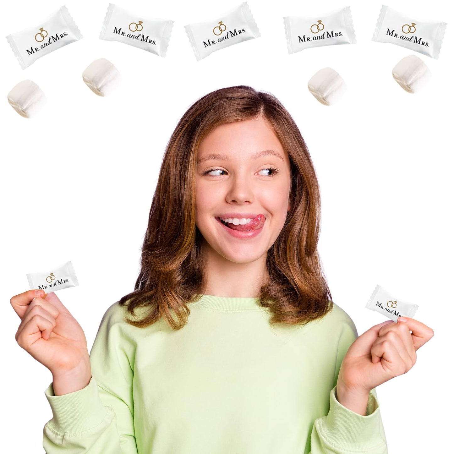 275-Count Mr. & Mrs. Wedding Buttermints, Mint Candies, After Dinner Mints, Butter Mint Candy, Fat-Free, individually Wrapped (275 Pieces)