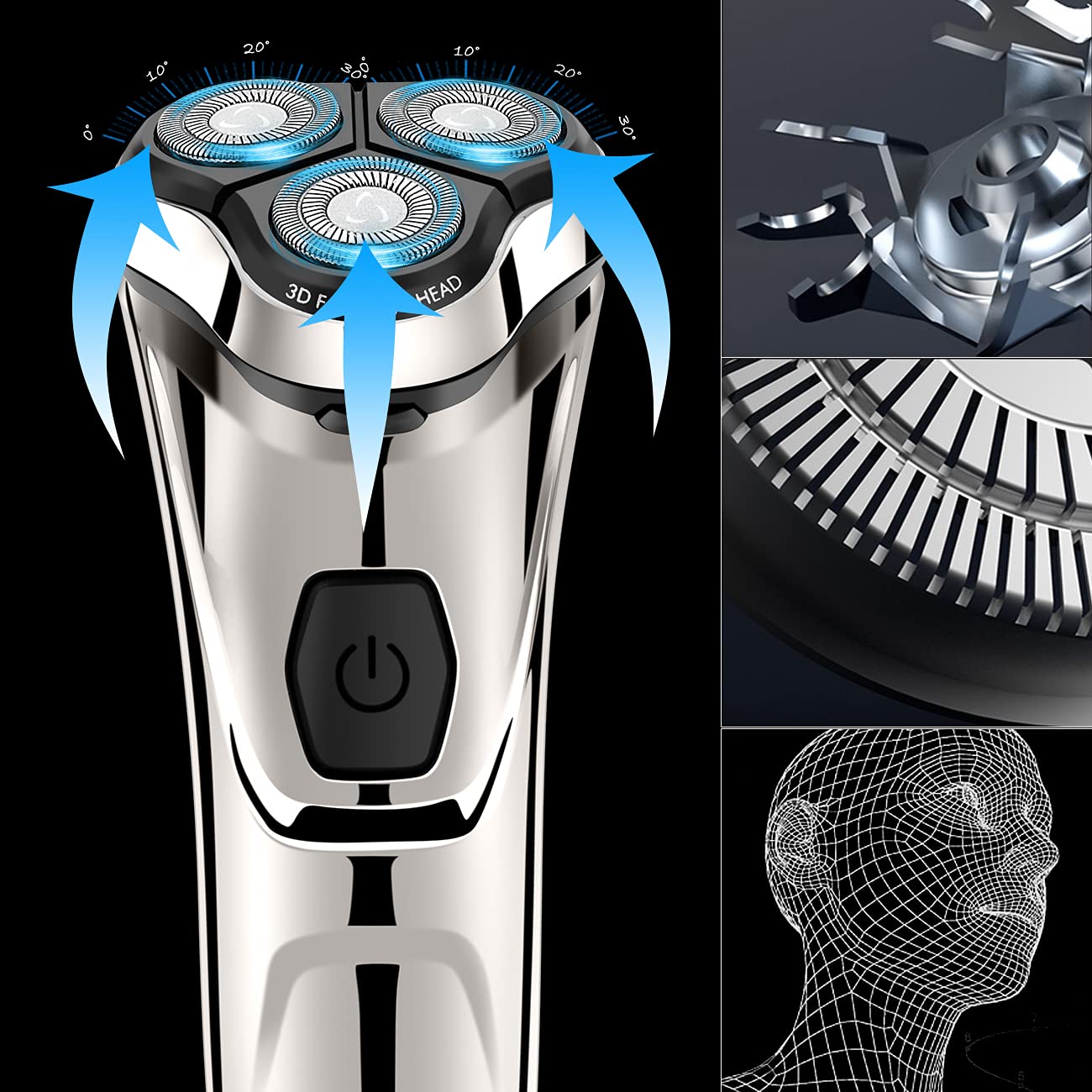 WELIRY Electric Razor for Men Shaver Mens for Shaving with Pop-up Trimmer Electric Rotary Shavers for Men Wet & Dry Cordless Waterproof USB Rechargeable