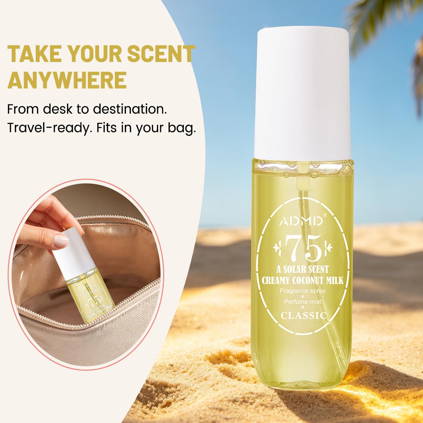 Seaboll Body & Hair Mist for Women & Girls | Alcohol-Free Coconut Vanilla Fragrance Perfume Mist | Soft Tropical Floral Beach Scent, Lightweight Vegan Water-Based Body Spray, Gift for Teens - 3 oz