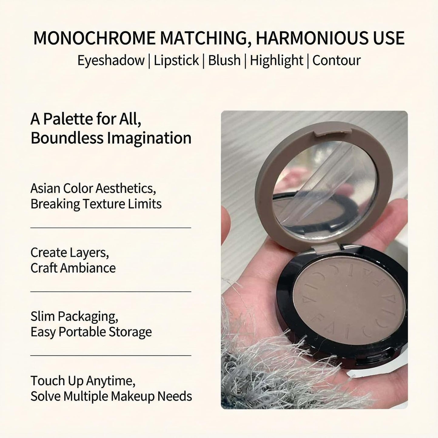 Cool-Toned Grey Contour Powder Palette with Mirror & Makeup Brush Set – Long-Lasting Taupe Matte Finishing for Fair Pale Skin, Multi-Purpose Nose & Face Sculpting Kit, Travel-Friendly Compact