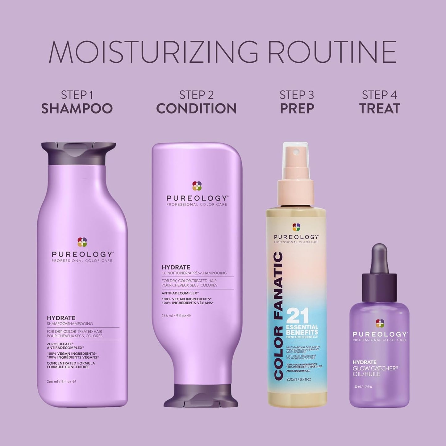 Pureology Hydrate Glow Catcher Hair Oil - Lightweight Heat Protectant for Dry Hair | 72 Hours Hydration & Shine