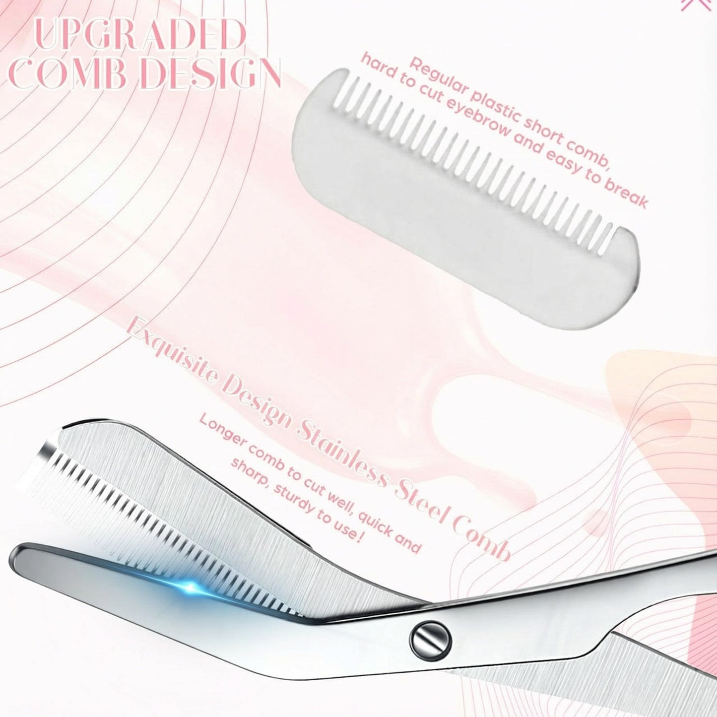 PullCrease 2 Pack Eyebrow Trimming Scissors with Combs, Stainless Steel Eyebrow Trimmers for Women Men Gifts, Brow Trimming Tool Beard Trimmer (Gray,Black)