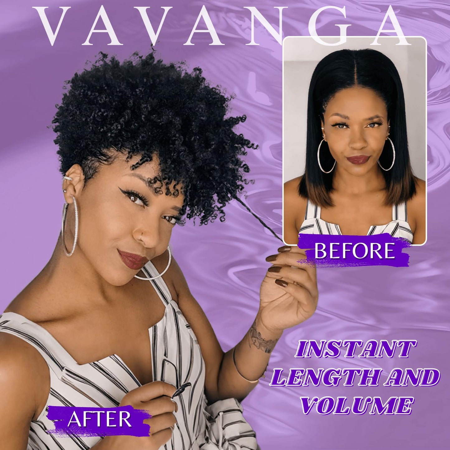 VAVANGA Short Afro Kinky Curly Hair Topper for Women