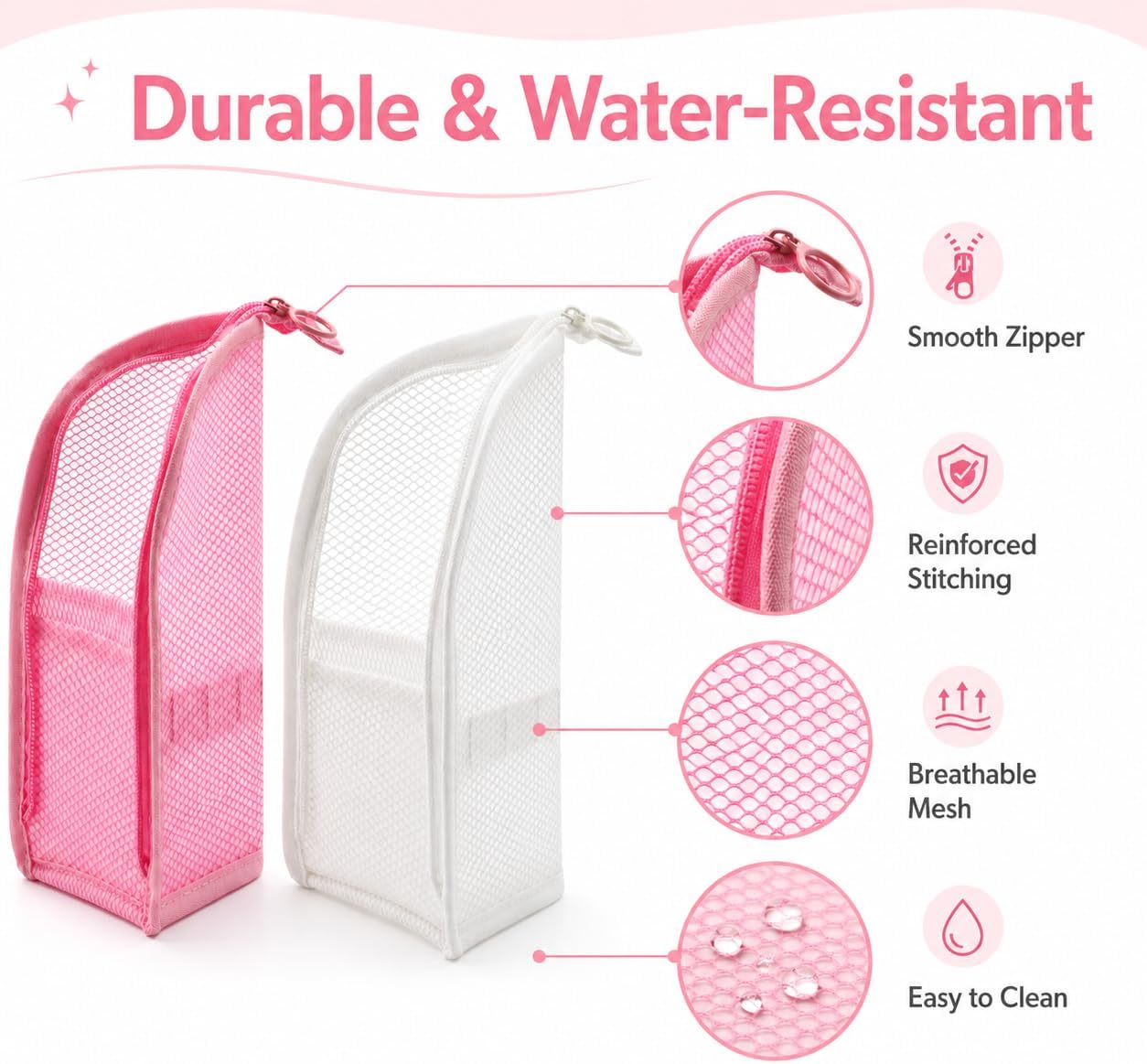 Portable Travel Toiletry Bag - 2 Pcs EVA Mesh Organizer with Waterproof Zipper | Lightweight & Dust-Free