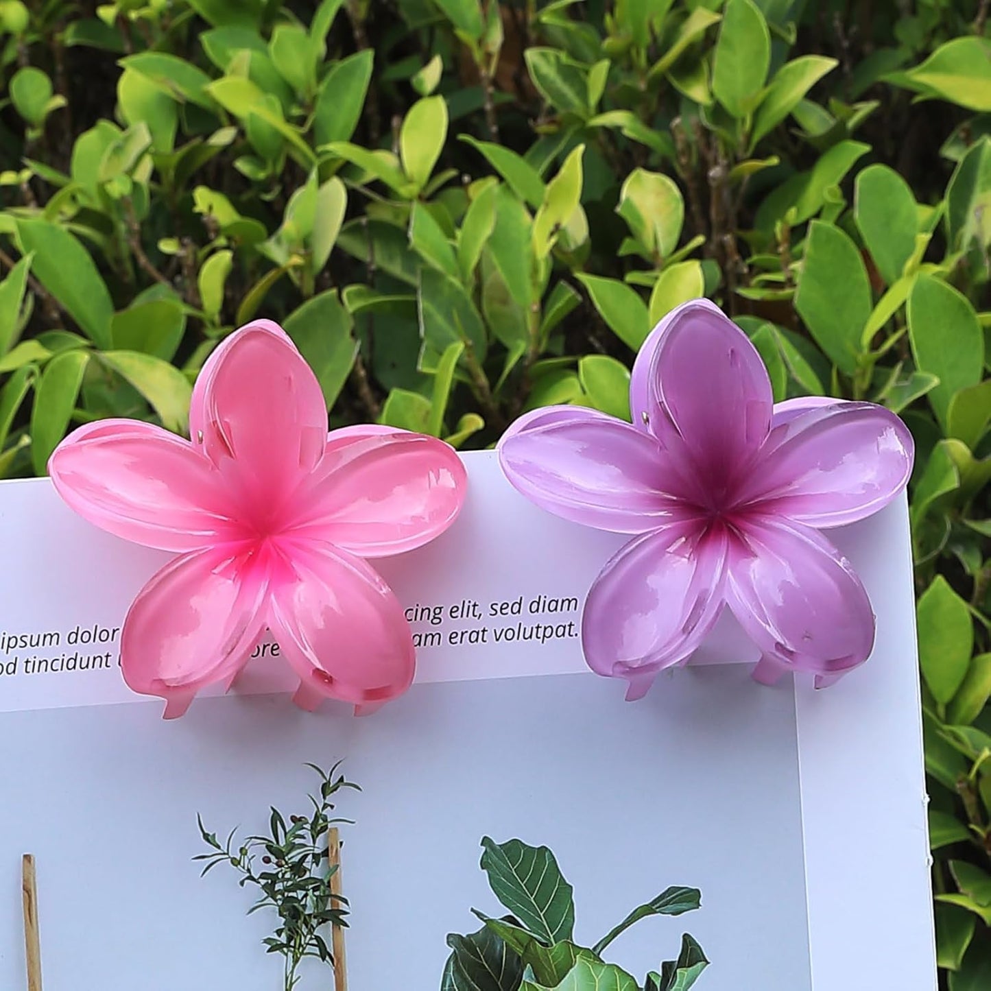 Flower Hair Clips - 6 Pcs Hawaiian Large Claw Clips for Thick & Thin Hair | Tropical Beach Accessories