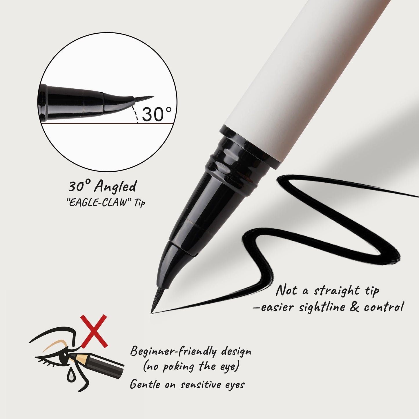 YES.EYE DO Curved Tip Liquid Eyeliner Pen, Ultra-Fine Precision Black Eyeliner for Easy Control, Long-Lasting, Easy to Remove with Warm Water, Beginner-Friendly (Midnight Noir)