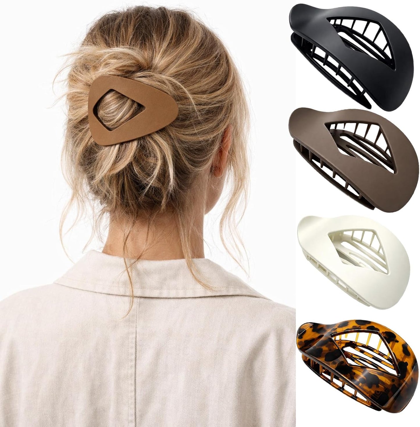 Duckbill Hair Clips - 4-Pack Flat Claw Design for Thick or Thin Hair | Casual Elegant Style