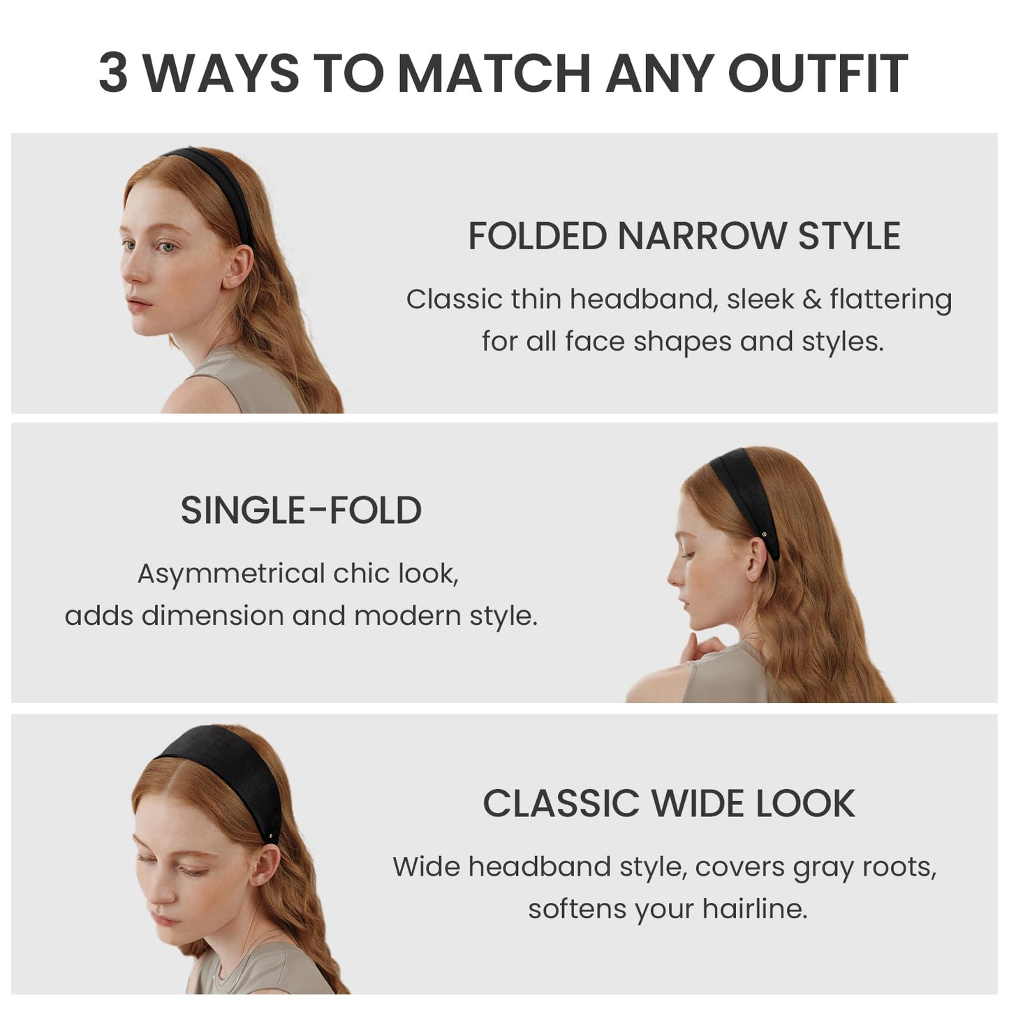 EVITA PERONI 2.75-Inch Wide Fabric Headband for Women – Foldable Hairband, Comfortable, Covers Gray Hair-Coffee Brown