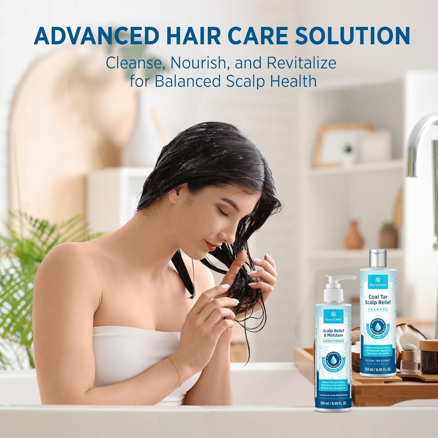 Roycederm Coal Tar Shampoo & Conditioner Set | 2% Coal Tar Extract for Dandruff Relief - Soothes Itchy Scalp, Hydrates Hair