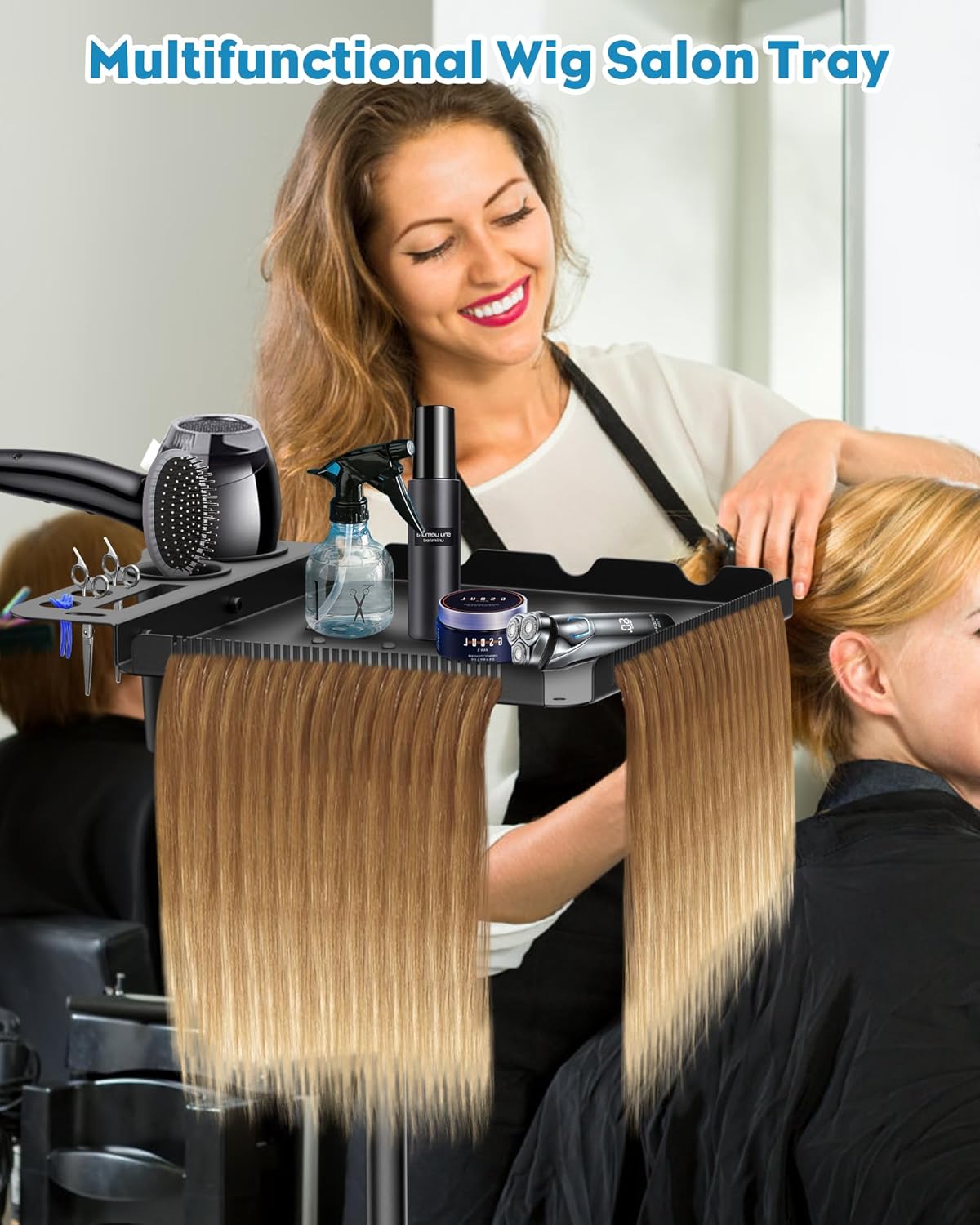 Rolling Salon Tray with Magnetic Bowls - Multi-Function Metal Cart for Tattoo & Hairstylist | Adjustable Height, Easy Mobility