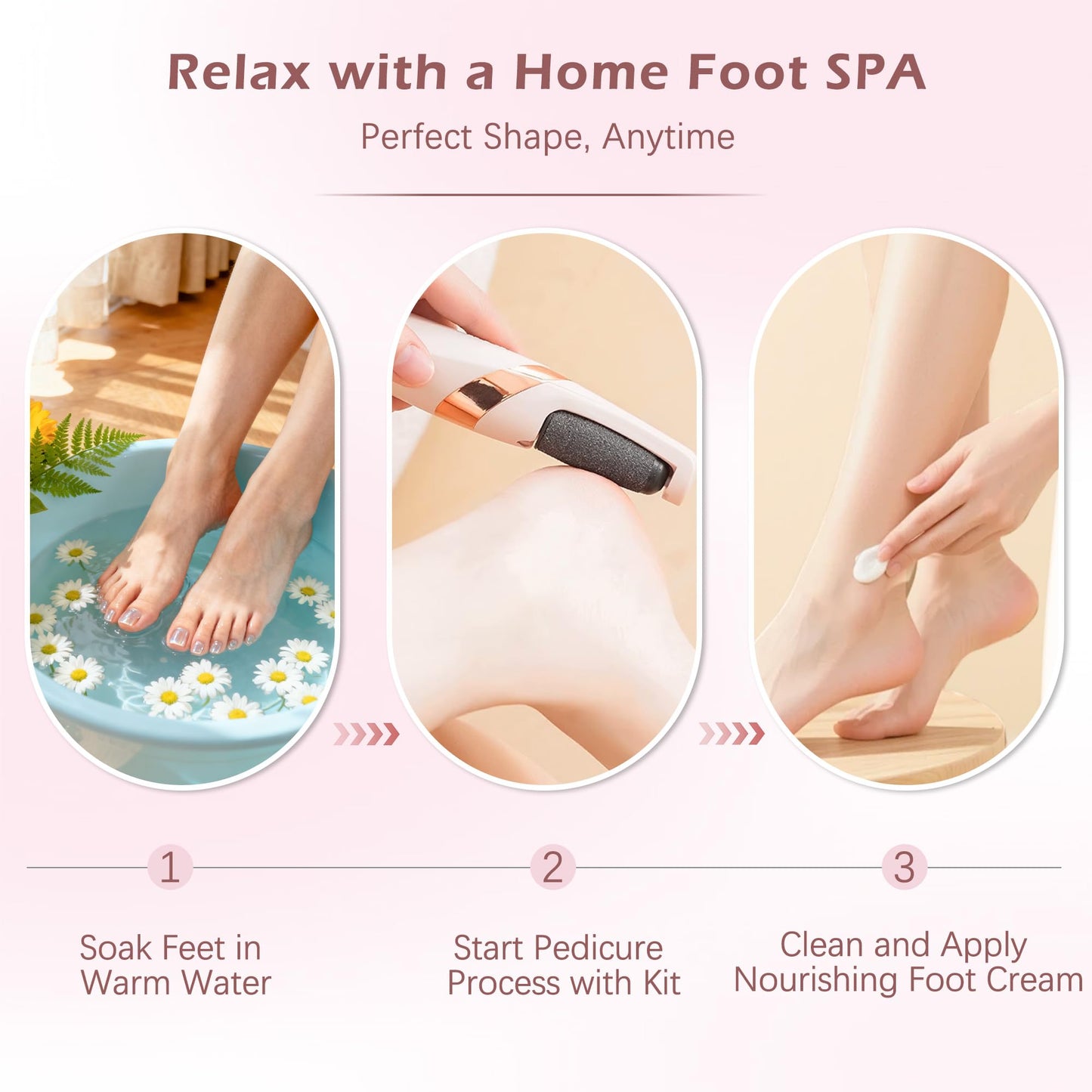 IRILEKI Rechargeable Electric Callus Remover for Feet, 2 Gears Foot Callus Remover with 2 Replaceable Rollers, Portable Foot File Callus Remover for Smooth Heels at Home or Travel (Pink)