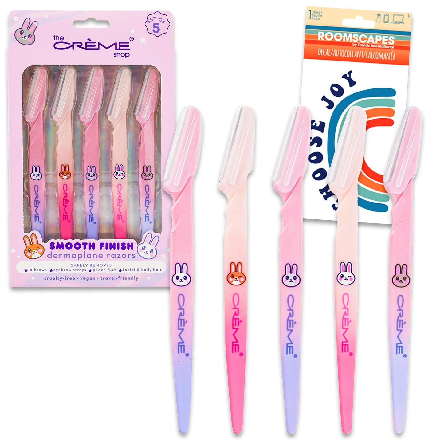 The Creme Shop Dermaplane Razors 5 Pack - Bundle with Dermaplane Razors for Arch Shaping, Removing Peach Fuzz, Facial Hairs, and More | The Creme Shop Eyebrow Hair Trimmer Shaver