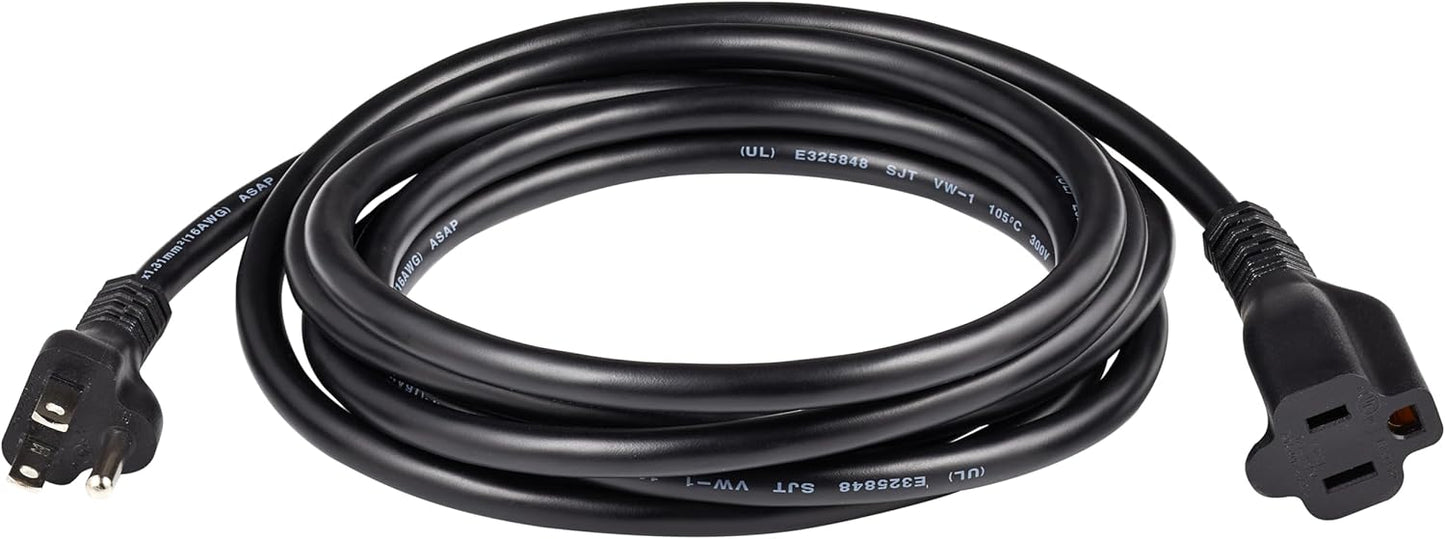 Extension Cord 10 Ft - 3 Prong Outlet Extender for Indoor Use | 13 Amps, 125V, Black
