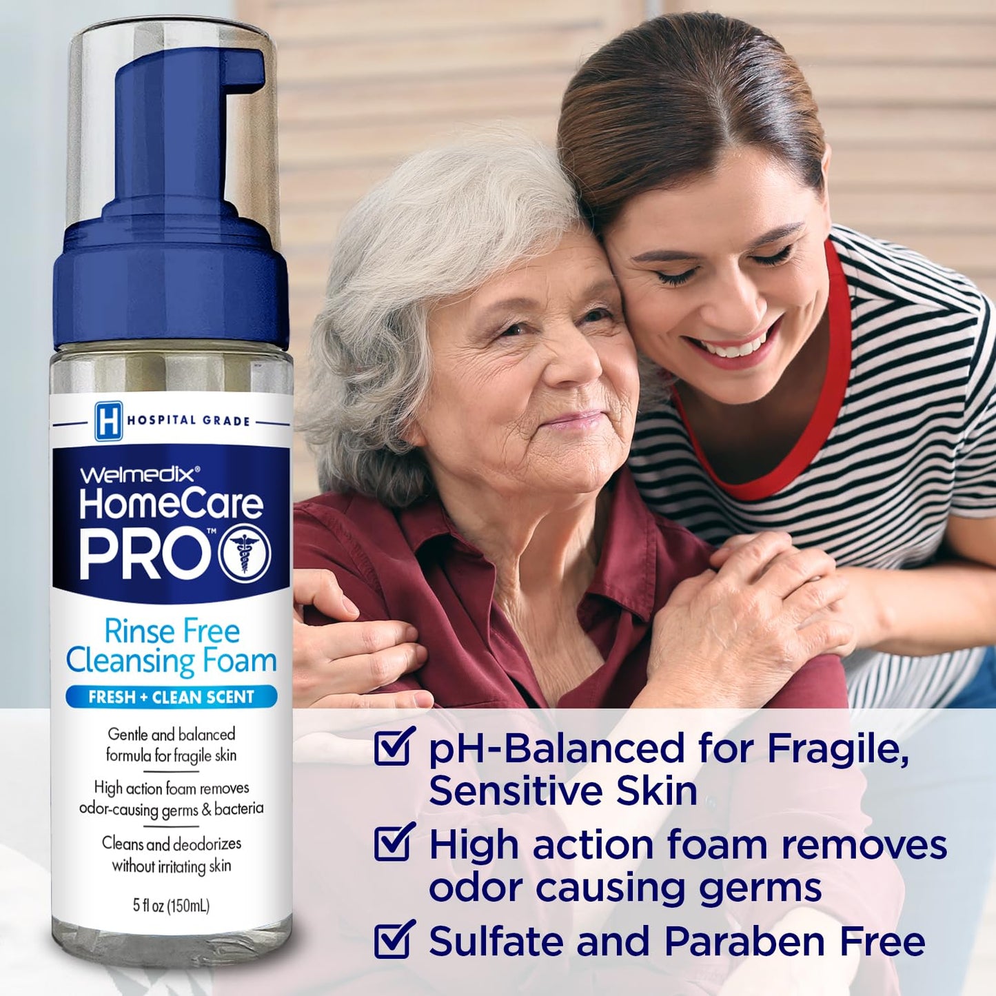 Welmedix No Rinse Cleansing Foam - Rinse Free & Waterless Body Wash