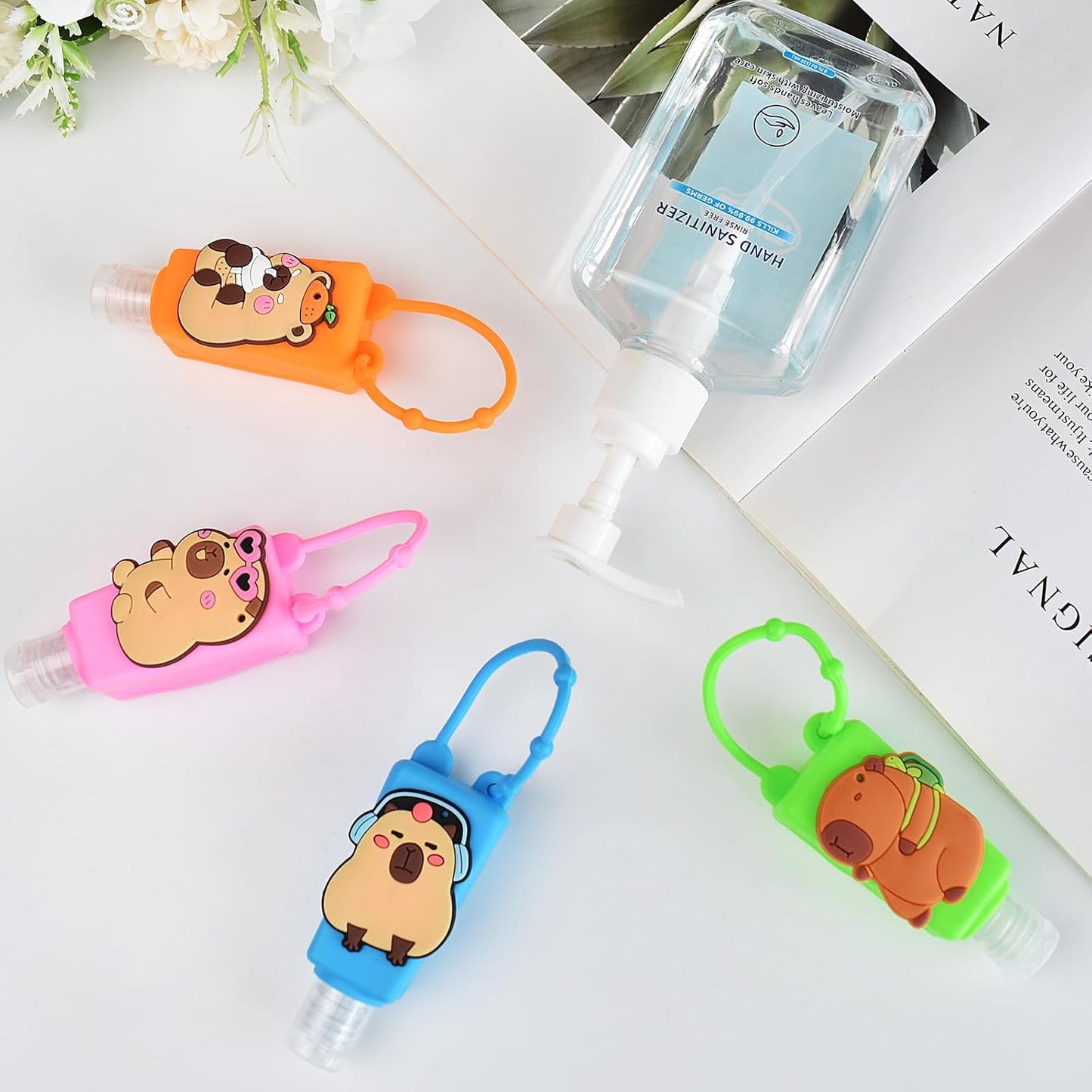 Refillable Travel Bottles - 4 Pack Silicone Clip-Flip Containers | Leak-Proof Hand Sanitizer & Liquid Soap Holders