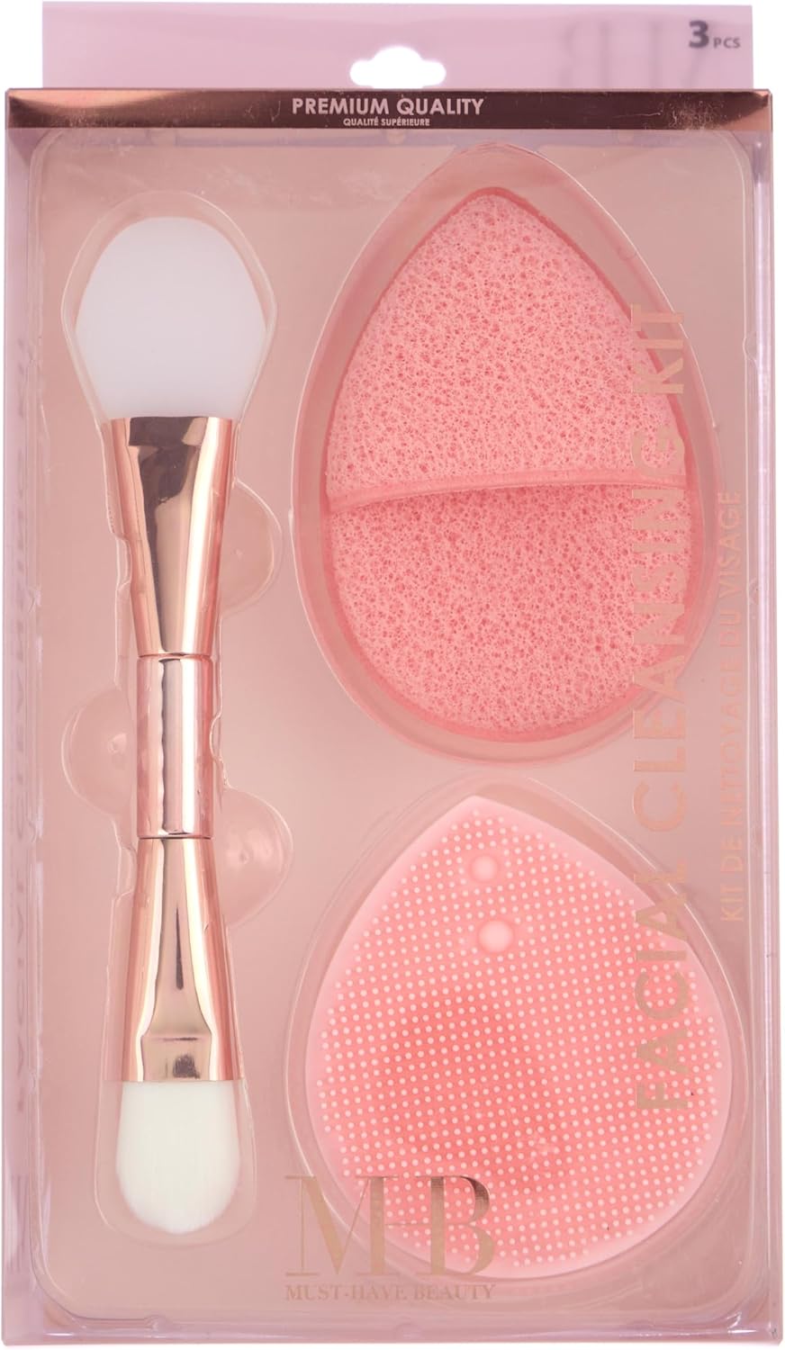 Facial Cleansing Kit - Silicone Scrubber, Exfoliating Sponge & Dual-Ended Mask Applicator | Spa-Quality Skincare Tools for Women
