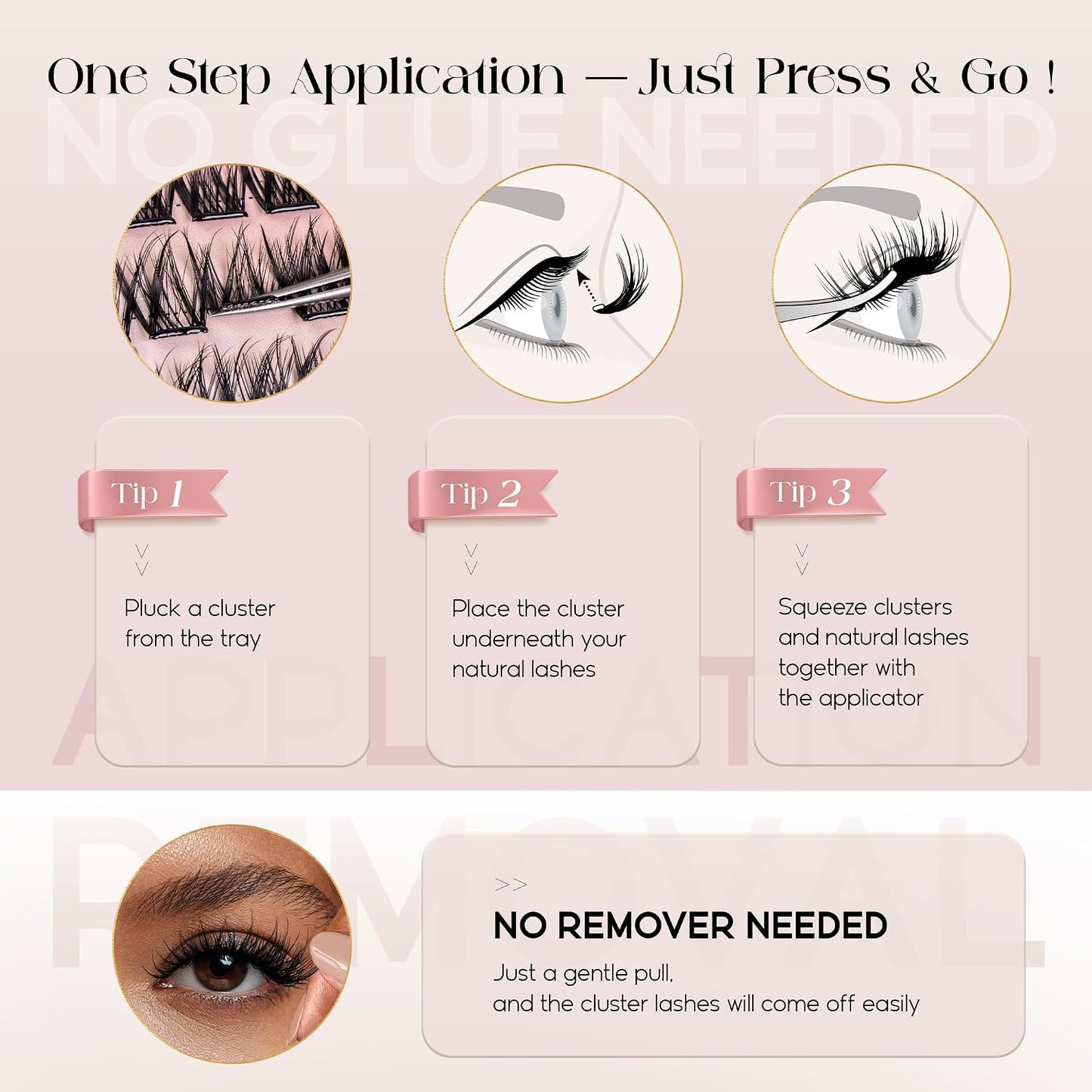 Self-Adhesive Eyelash Clusters - D Curl 10-16MM | Natural Look, Reusable & Easy DIY Application