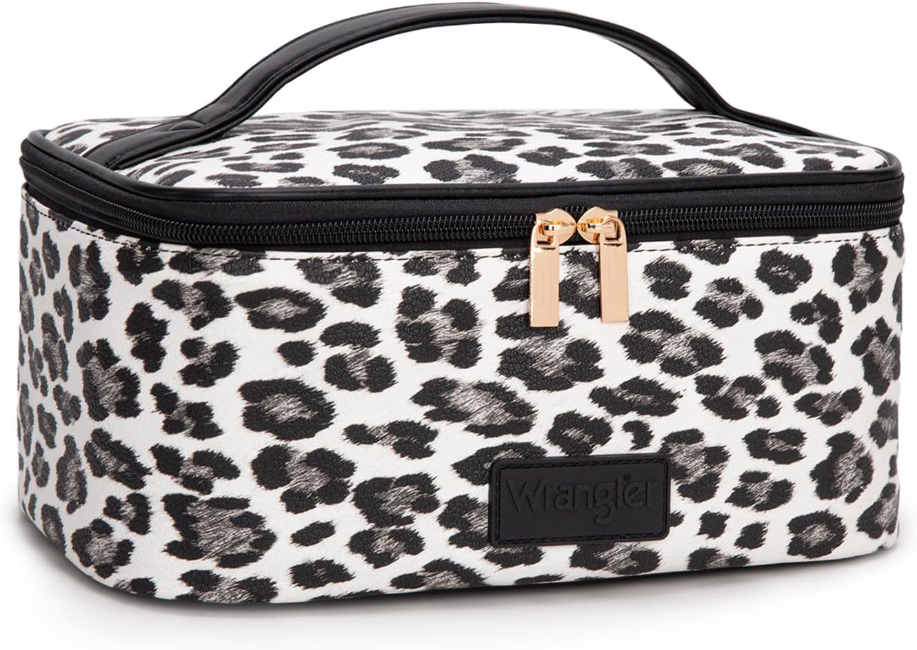 Travel Makeup Bag Set - Large Cosmetic Organizer with Brush Holder & Divider | Portable Toiletry Bag for Women - Leopard Print