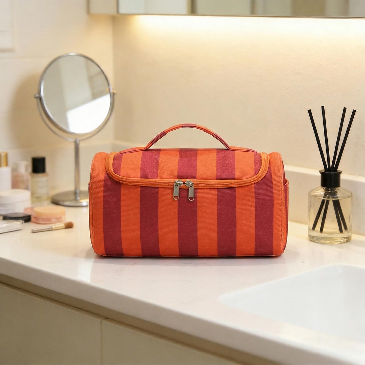 ANKICK Striped Travel Case Hair Tool Compatible with Dyson Airwrap Shark Complete Styler and Attachments Cute Hair Dryer Bag