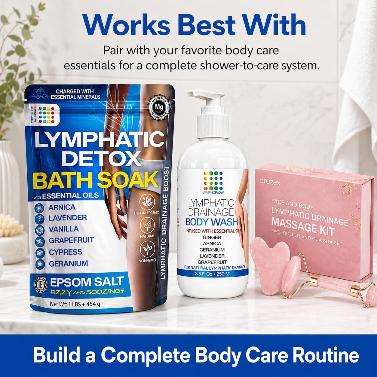 Lymphatic Drainage Body Wash - Natural Herbal Shower Gel for Detox & Healthy Lymph Flow | 8 Fl Oz