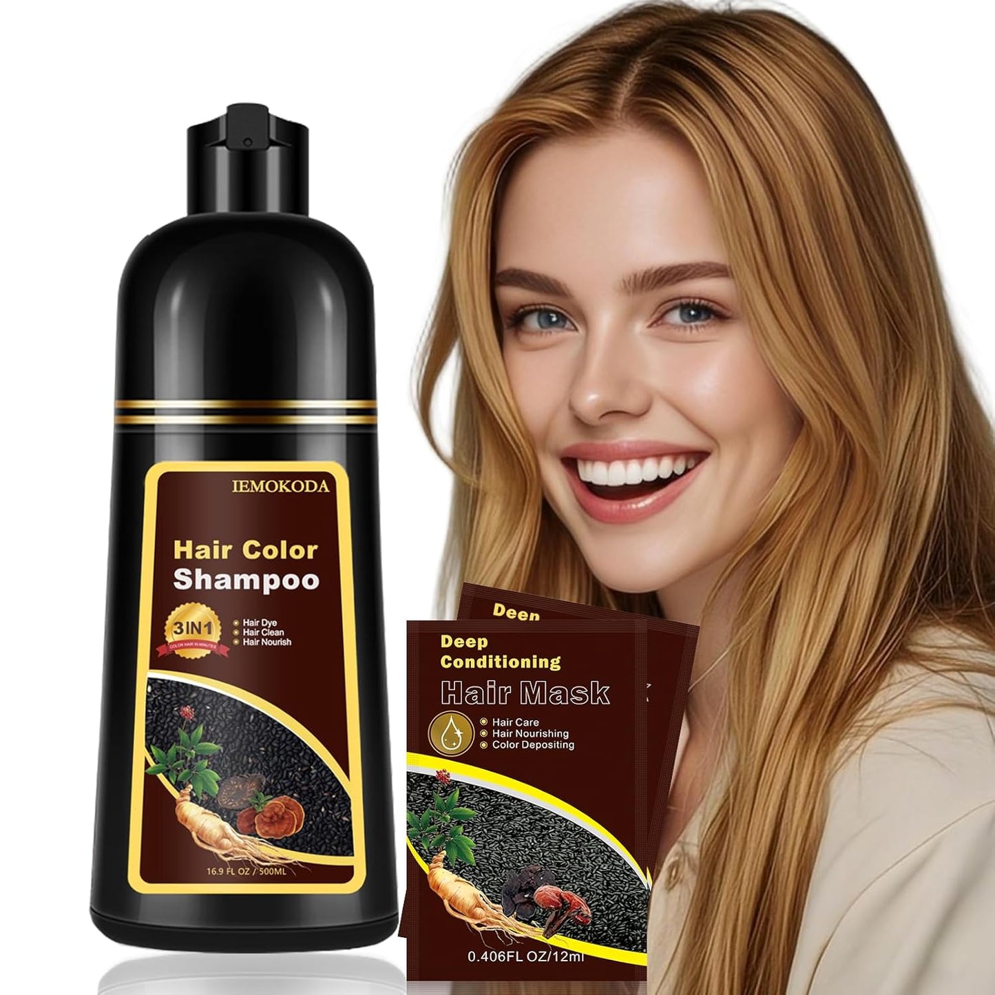 Cherry Brown Hair Dye Shampoo - 3 in 1 Color Treatment for Quick Results | Nourishing Formula