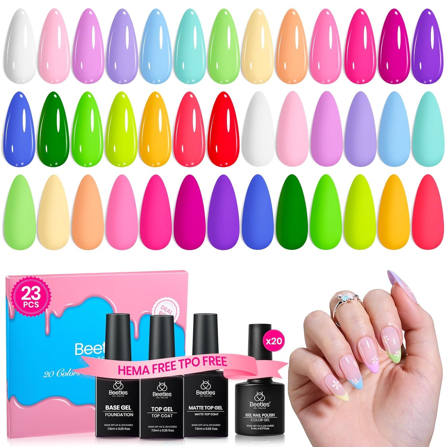 Beetles Nail Art Kit - 510pcs Gel Nail Tips & Brushes Set | Includes Rhinestones, Nail Stand & Cuticle Trimmer for Beginners