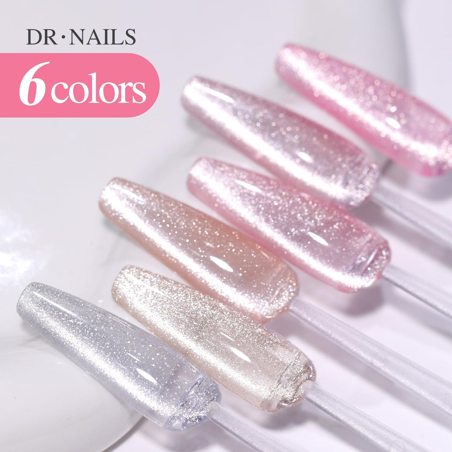 Cat Eye Gel Polish Set - 6 Shimmering Colors with Magnetic Holographic Effect | UV Nail Art Kit