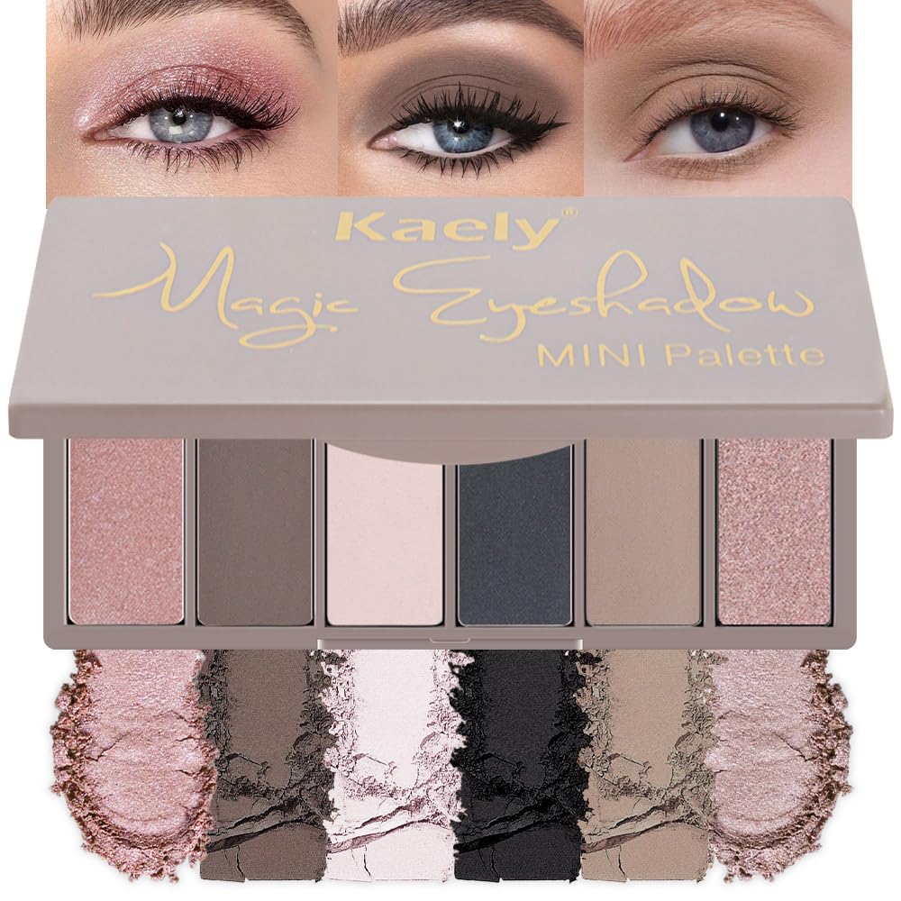 Eye Shadow Palette for Older Women - 6 Colors, High Pigment, Mini Travel Size | Green Eyes, Nude Pink, Rose Gold