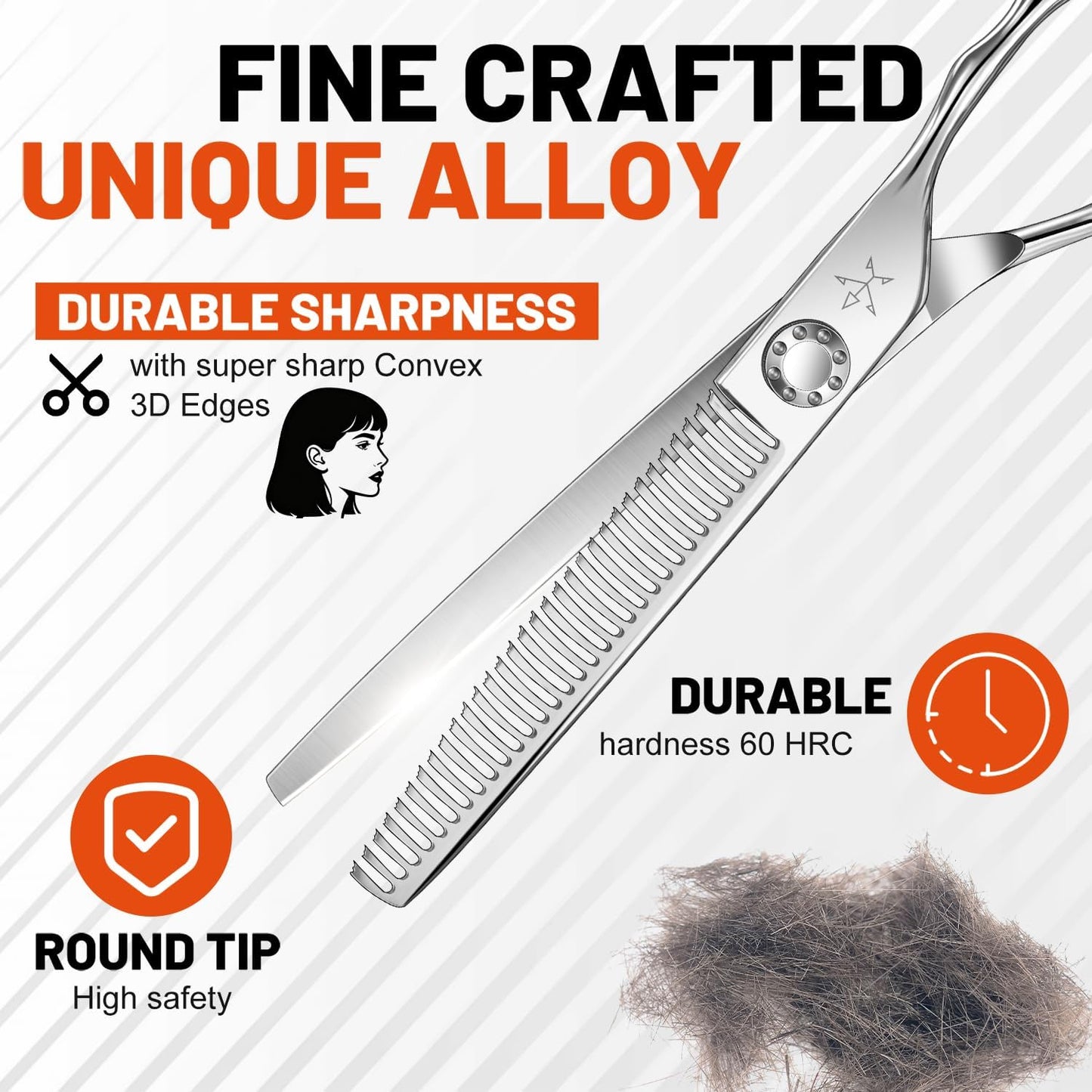 Professional Hair Thinning Scissors - 6.5 Inch Stainless Steel Texturizing Shears for Men & Women | Barber & Salon Use