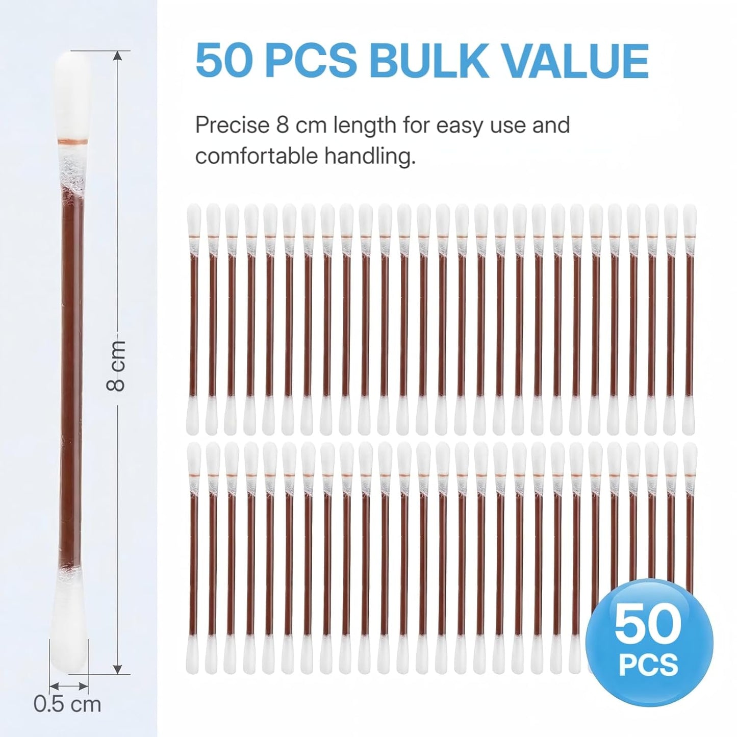 Cotton Iodine Swabs - 50 Individually Wrapped Disposable Iodophor Swabsticks for First Aid | Medical Sanitary Care