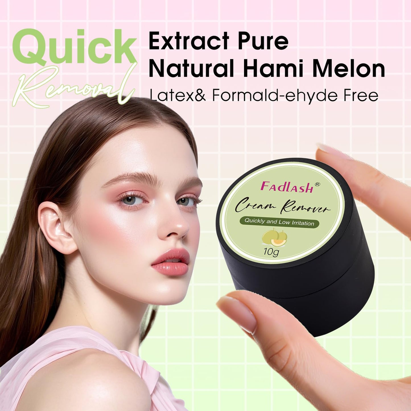 Lash Extension Remover 10g Cream Eyelash Extension Remover Dissolves Powerful Eyelash Glue Remover Low Irritation Eyelash Remover for Lash Extensions Lash Glue Remover by FADLASH (Hami Melon)