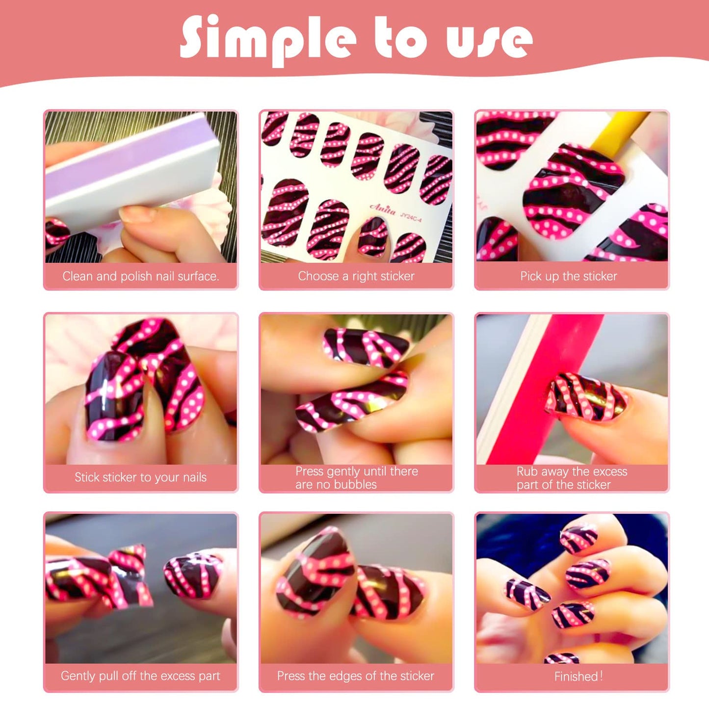 DANNEASY 16 Sheets Nail Polish Strips Full Nail Wraps Self Adhesive Nail Polish Stickers Gel Nail Strips Sticker Nails for Women Nail Art Accessories with 1pc File, Cuticle Stick (Gradient Glitter)