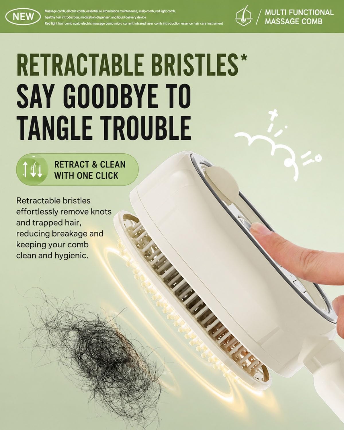 Electric Spray Air Cushion Massage Comb, 5 in 1 Mist Brush for Hair Spa